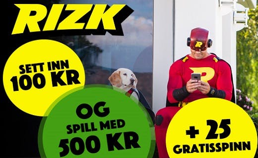 Sett inn 100 kr og spill med 500 kr hos Rizk! Rizk norsk nettcasino1