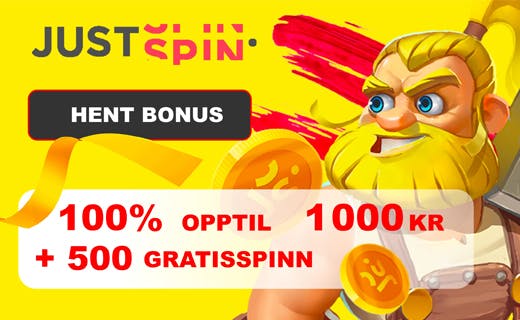 JustSpin gir alle nye spillere 500 free spins! Justspin casino bonus